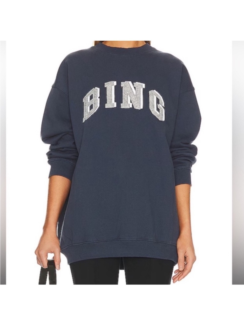 Anine Bing Oversized Crewneck Tyler Graphic BING Navy Sweatshirt Sz XS